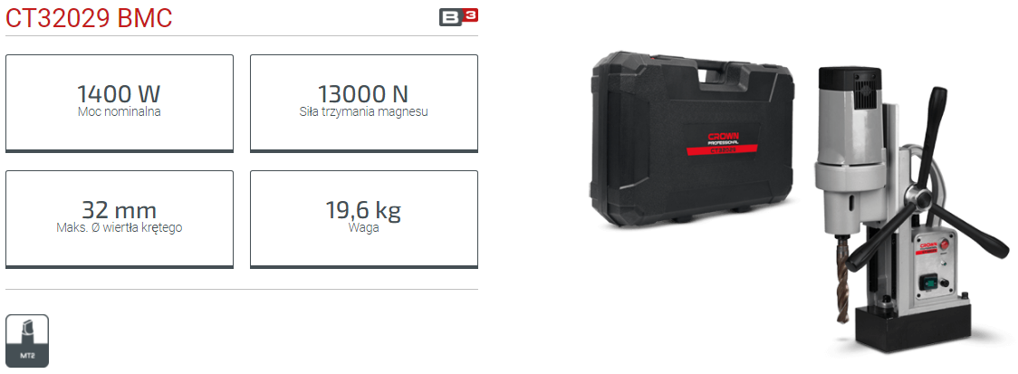 Crown CT32029 1400W Magnetic Drill 200mm Model: CT32029_img_2