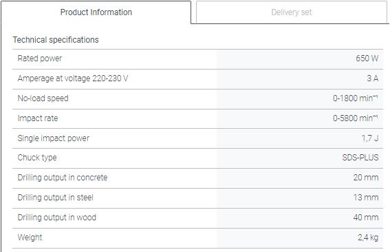 Crown CT18180 650w Rotary Hammer SDS-plus 20mm Model: CT18180_img_1