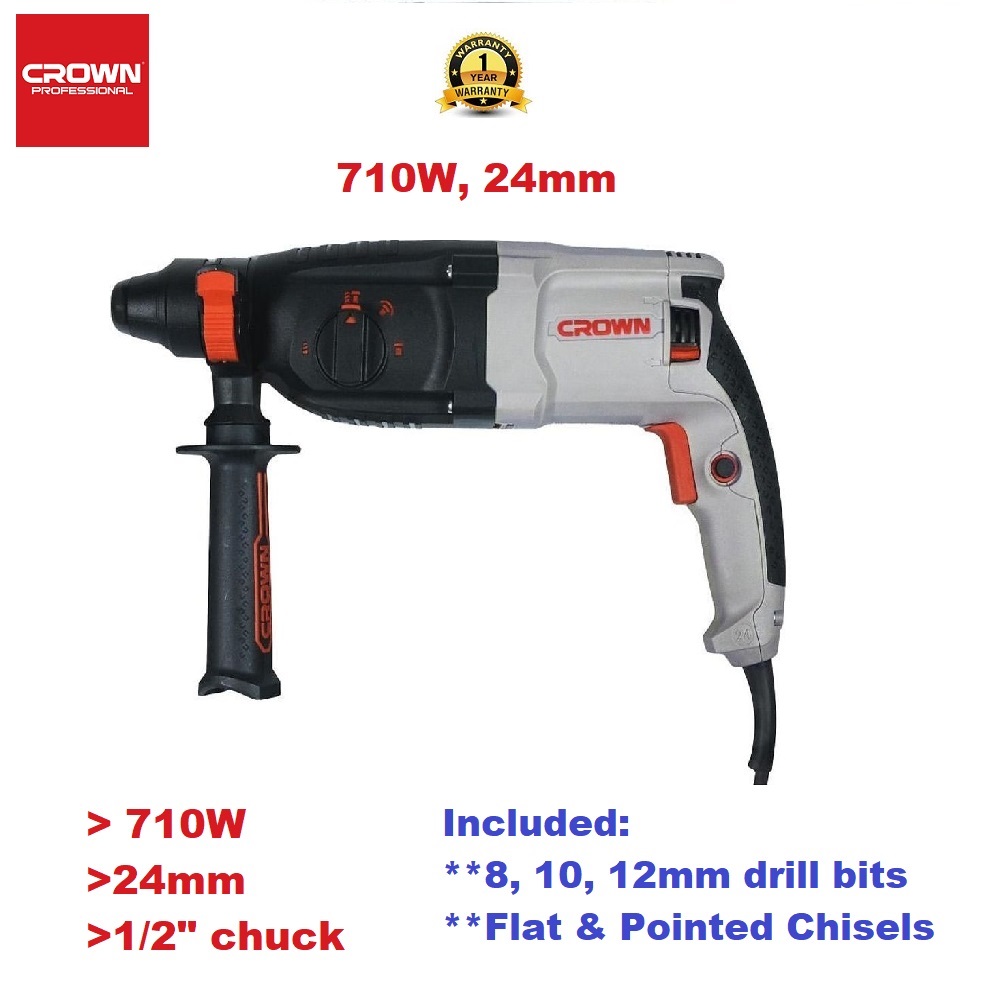 Crown CT18181 710W Rotary Hammer SDS-plus 24mm Model: CT18181