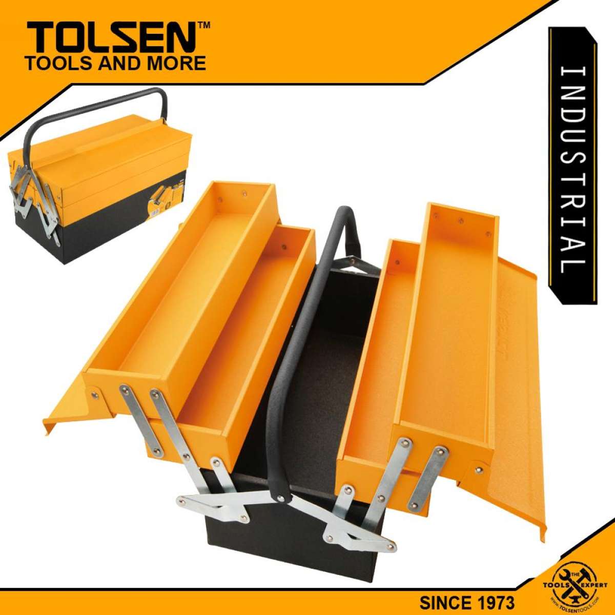 TOLSEN 80212 3 Layer Heavy Duty Steel Tool Box (495x200x290mm) Model: 80212