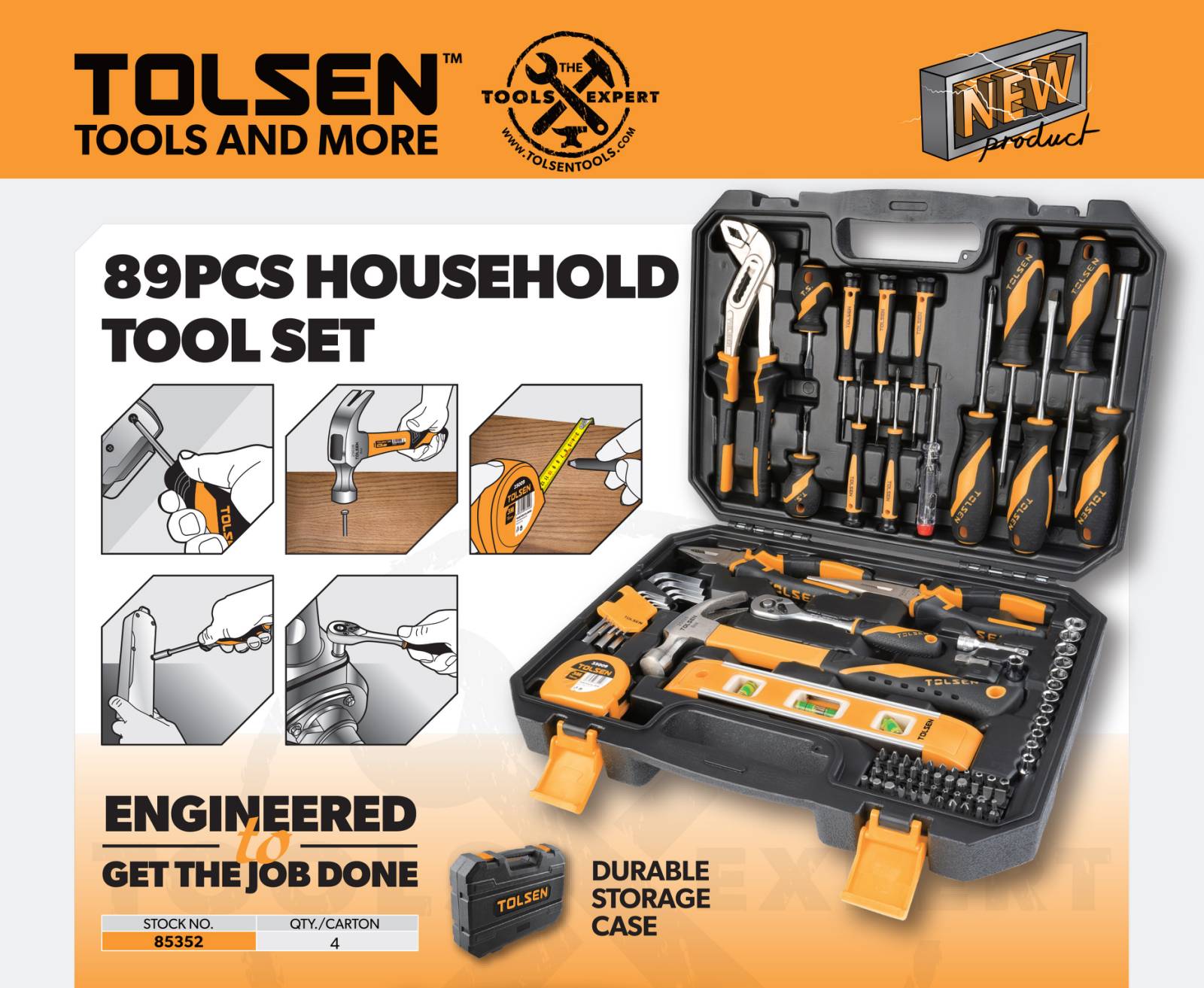 TOLSEN 85352 89 Pcs Professional Household Tool Set | Comprehensive DIY & Repair Kit | Model: 85352_img_1