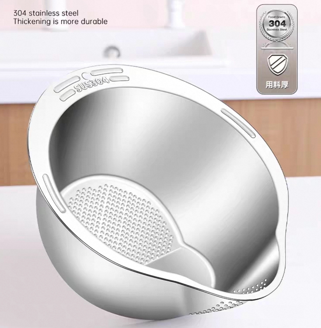 চাল এবং সবজি ধোয়ার ছাঁকনি বাটি (স্টেইনলেস স্টিল)_img_5