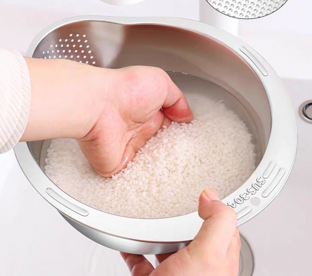 চাল এবং সবজি ধোয়ার ছাঁকনি বাটি (স্টেইনলেস স্টিল)_img_2