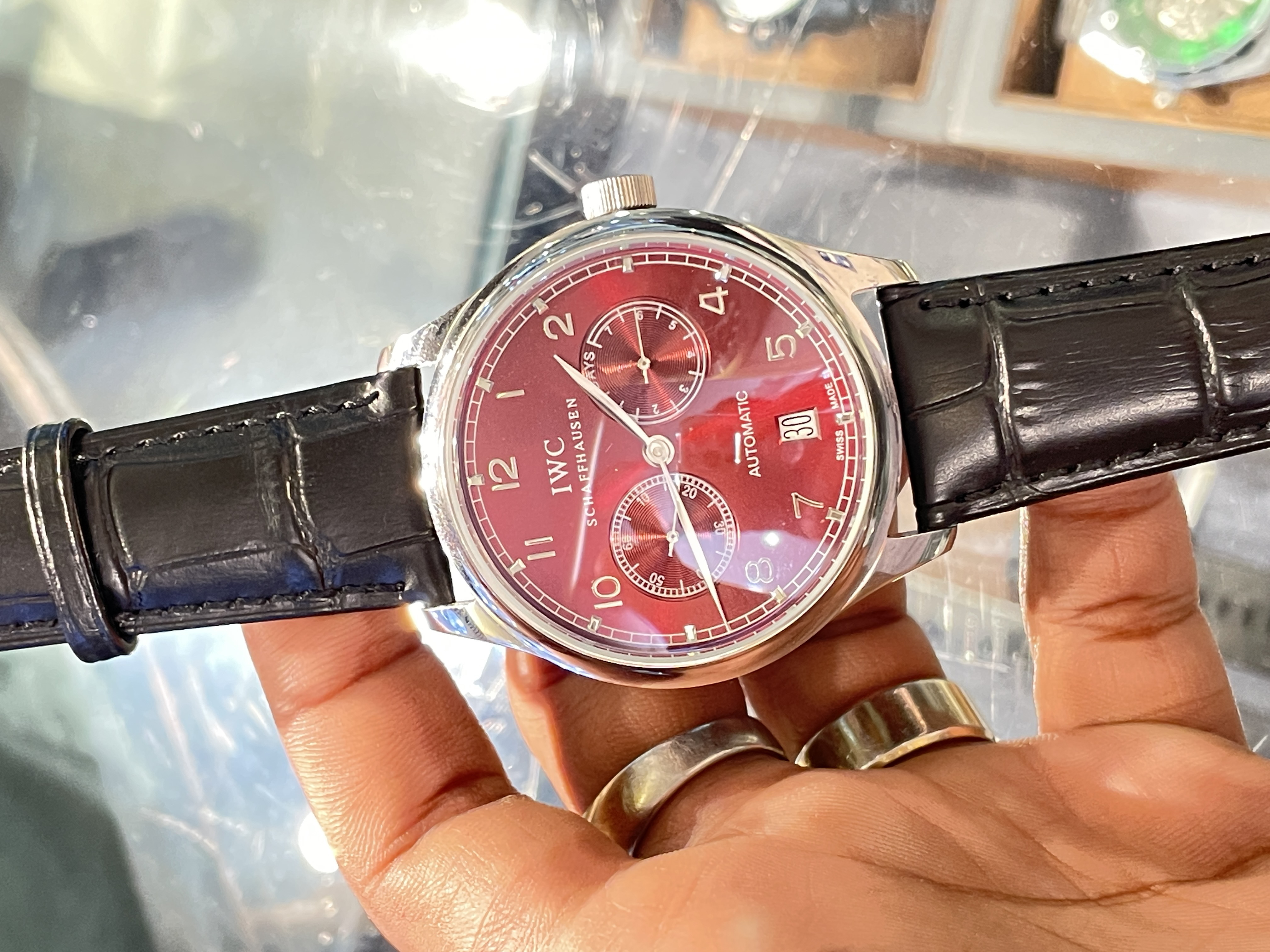 iwc automatic balck belt brown dial aaa