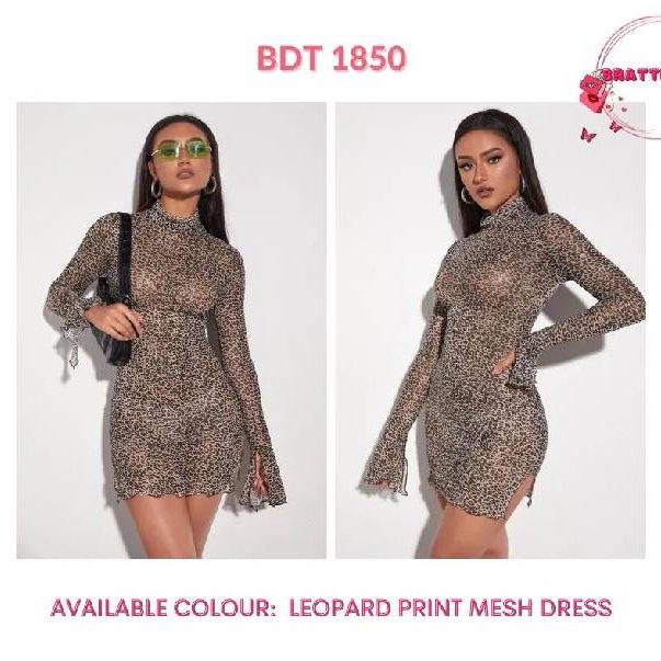 Leopard Print Mesh Dress